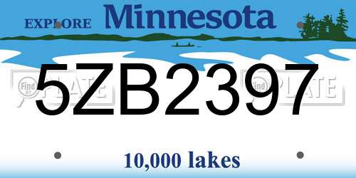 5ZB2397 Minnesota License Plate