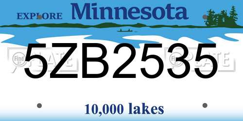 5ZB2535 Minnesota License Plate