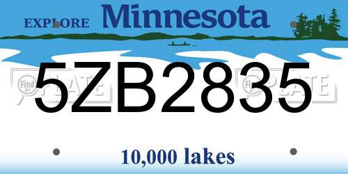 5ZB2835 Minnesota License Plate