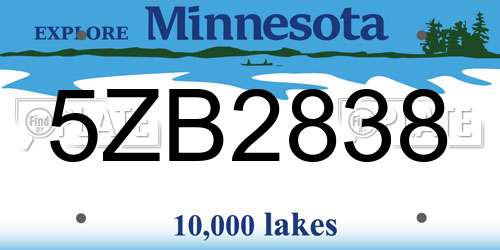 5ZB2838 Minnesota License Plate