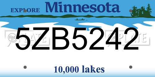 5ZB5242 Minnesota License Plate