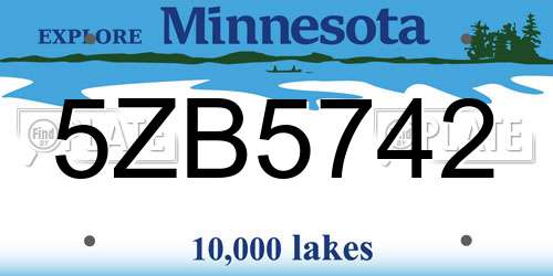 5ZB5742 Minnesota License Plate