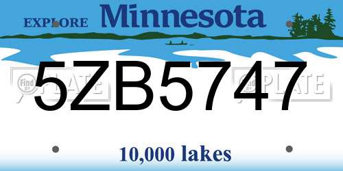 5ZB5747 Minnesota License Plate