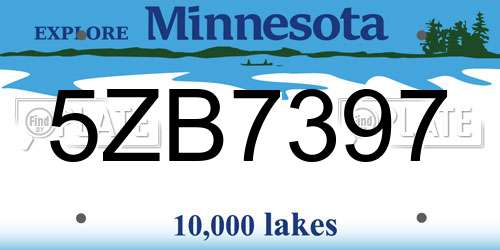 5ZB7397 Minnesota License Plate