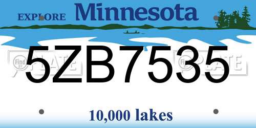 5ZB7535 Minnesota License Plate