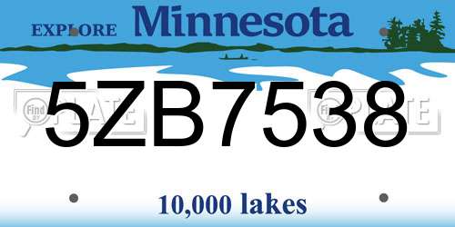 5ZB7538 Minnesota License Plate