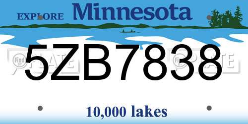 5ZB7838 Minnesota License Plate
