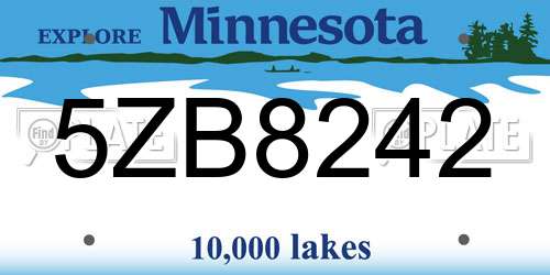 5ZB8242 Minnesota License Plate