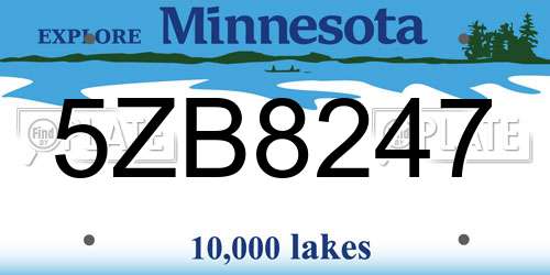5ZB8247 Minnesota License Plate