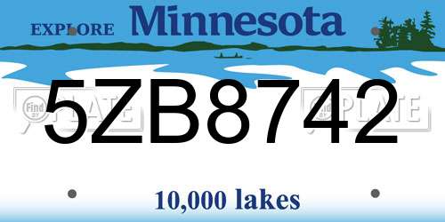 5ZB8742 Minnesota License Plate