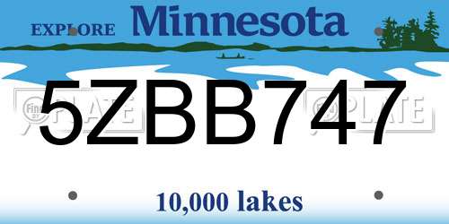 5ZBB747 Minnesota License Plate