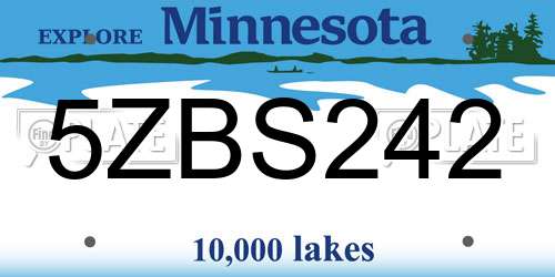 5ZBS242 Minnesota License Plate