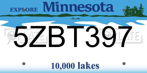 5ZBT397 Minnesota License Plate