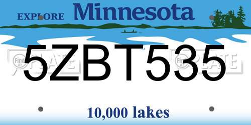 5ZBT535 Minnesota License Plate