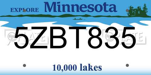 5ZBT835 Minnesota License Plate