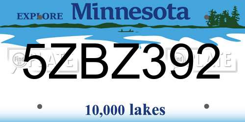 5ZBZ392 Minnesota License Plate