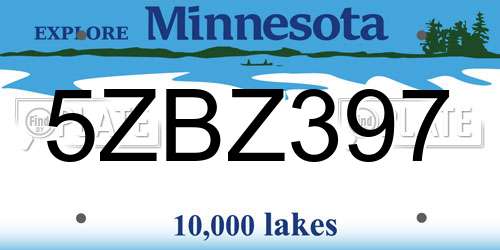5ZBZ397 Minnesota License Plate