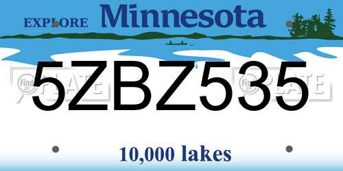5ZBZ535 Minnesota License Plate