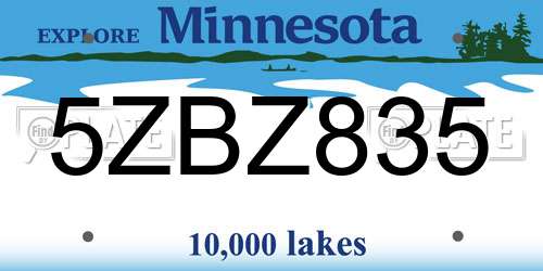 5ZBZ835 Minnesota License Plate