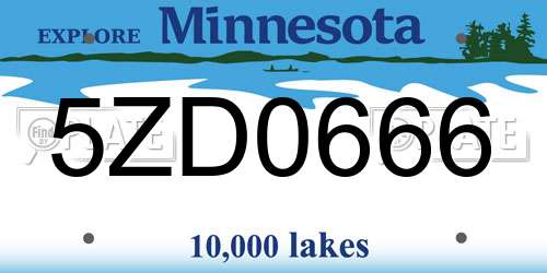 5ZD0666 Minnesota License Plate