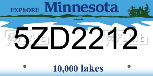 5ZD2212 Minnesota License Plate