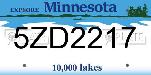 5ZD2217 Minnesota License Plate