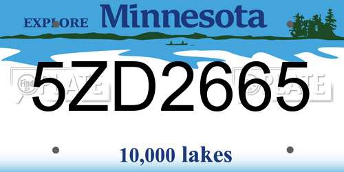 5ZD2665 Minnesota License Plate