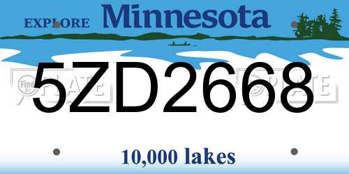 5ZD2668 Minnesota License Plate