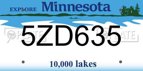 5ZD635 Minnesota License Plate