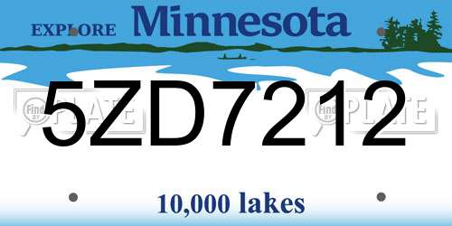 5ZD7212 Minnesota License Plate