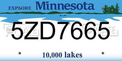 5ZD7665 Minnesota License Plate