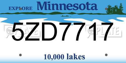 5ZD7717 Minnesota License Plate