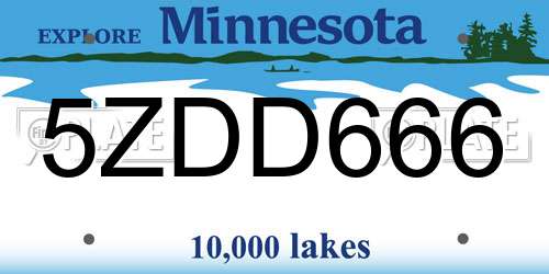 5ZDD666 Minnesota License Plate