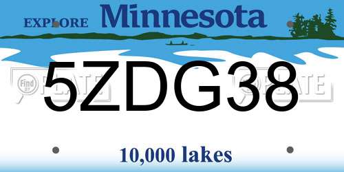 5ZDG38 Minnesota License Plate