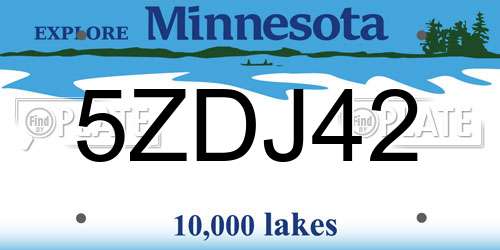 5ZDJ42 Minnesota License Plate