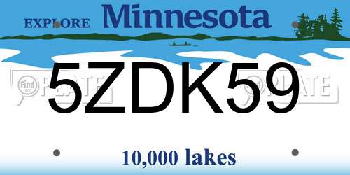 5ZDK59 Minnesota License Plate