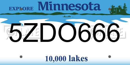 5ZDO666 Minnesota License Plate