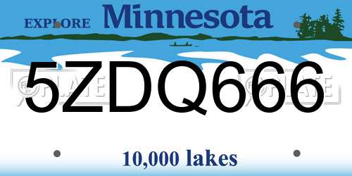 5ZDQ666 Minnesota License Plate