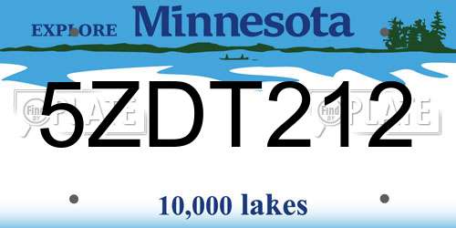5ZDT212 Minnesota License Plate