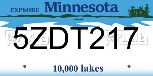 5ZDT217 Minnesota License Plate