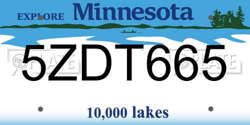 5ZDT665 Minnesota License Plate
