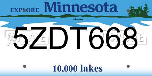 5ZDT668 Minnesota License Plate