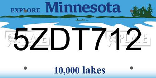 5ZDT712 Minnesota License Plate