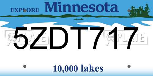 5ZDT717 Minnesota License Plate