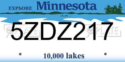 5ZDZ217 Minnesota License Plate