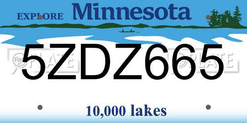 5ZDZ665 Minnesota License Plate