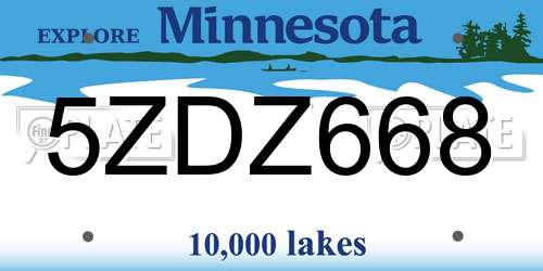5ZDZ668 Minnesota License Plate