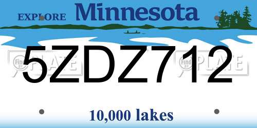 5ZDZ712 Minnesota License Plate