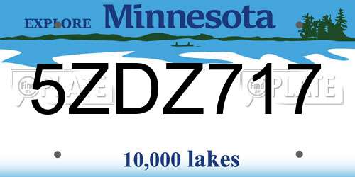 5ZDZ717 Minnesota License Plate