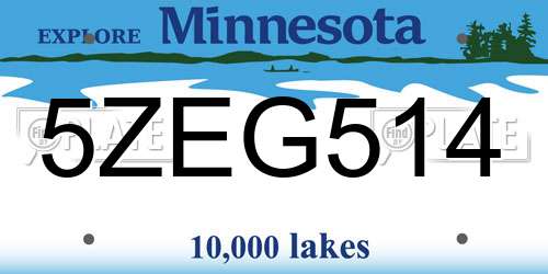 5ZEG514 Minnesota License Plate
